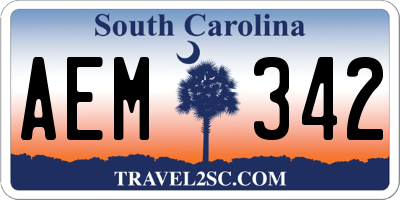 SC license plate AEM342