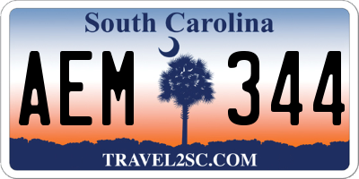 SC license plate AEM344