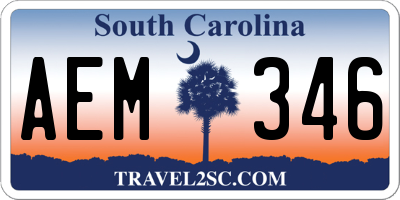 SC license plate AEM346