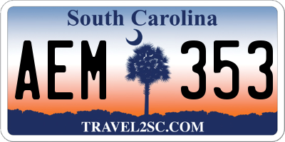 SC license plate AEM353