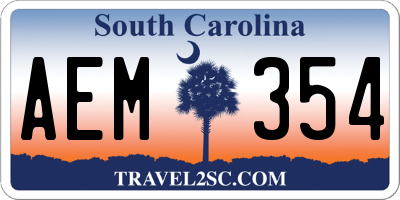 SC license plate AEM354