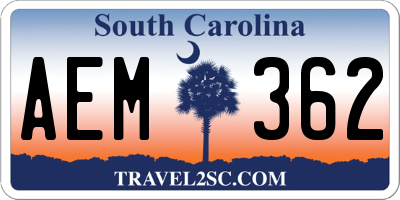 SC license plate AEM362