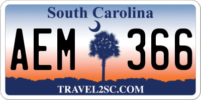 SC license plate AEM366
