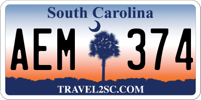 SC license plate AEM374