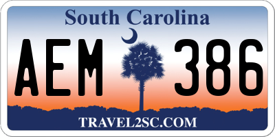SC license plate AEM386