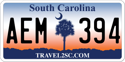 SC license plate AEM394