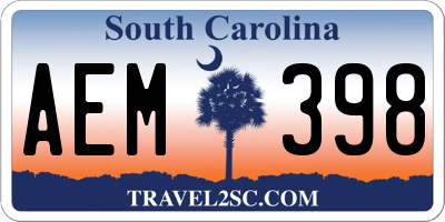 SC license plate AEM398