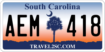 SC license plate AEM418