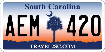 SC license plate AEM420