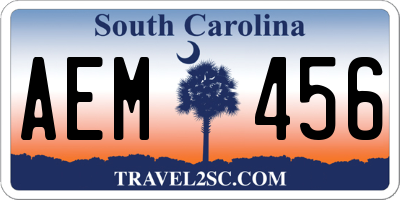 SC license plate AEM456