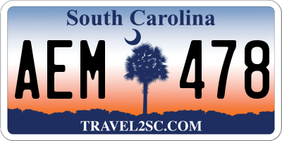 SC license plate AEM478