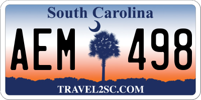SC license plate AEM498