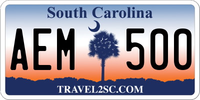 SC license plate AEM500