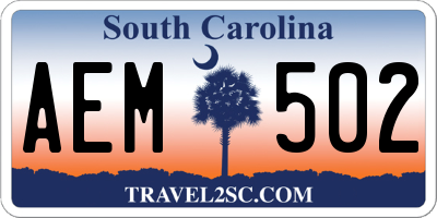 SC license plate AEM502