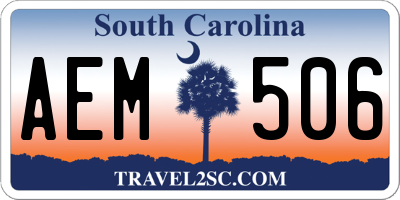 SC license plate AEM506