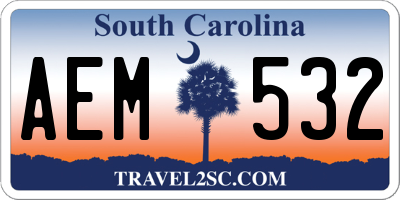 SC license plate AEM532
