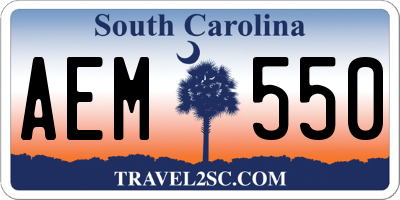 SC license plate AEM550