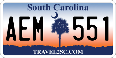 SC license plate AEM551