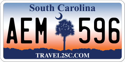 SC license plate AEM596