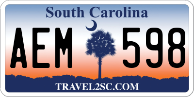 SC license plate AEM598