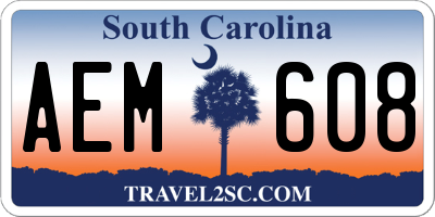 SC license plate AEM608