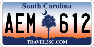 SC license plate AEM612
