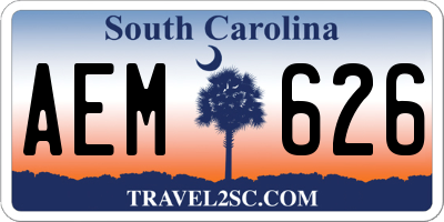 SC license plate AEM626
