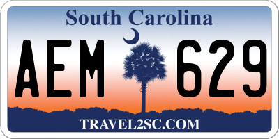 SC license plate AEM629