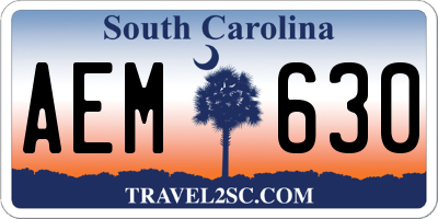 SC license plate AEM630