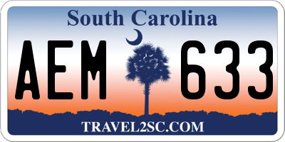 SC license plate AEM633
