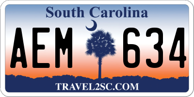 SC license plate AEM634