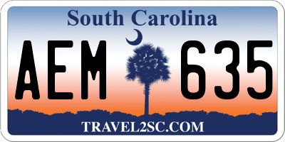 SC license plate AEM635