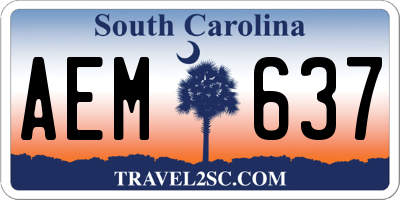 SC license plate AEM637