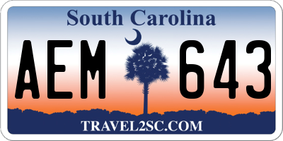 SC license plate AEM643