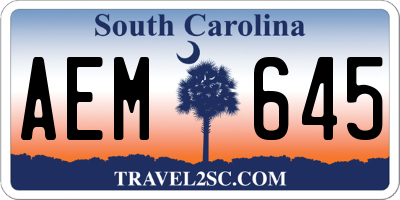 SC license plate AEM645