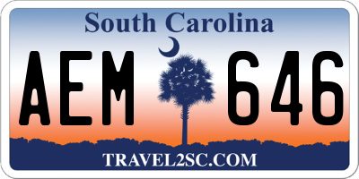 SC license plate AEM646