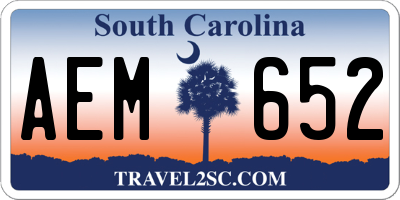 SC license plate AEM652