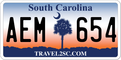 SC license plate AEM654