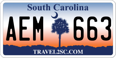 SC license plate AEM663