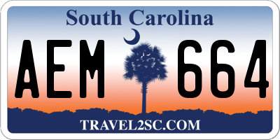 SC license plate AEM664