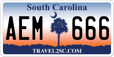 SC license plate AEM666