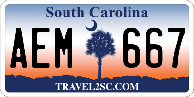 SC license plate AEM667