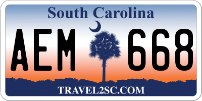 SC license plate AEM668