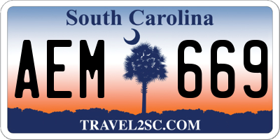 SC license plate AEM669