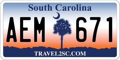 SC license plate AEM671