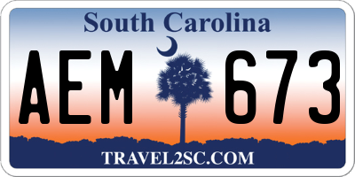 SC license plate AEM673