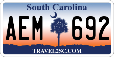 SC license plate AEM692