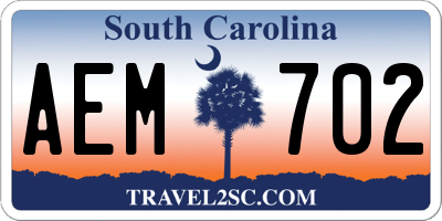 SC license plate AEM702