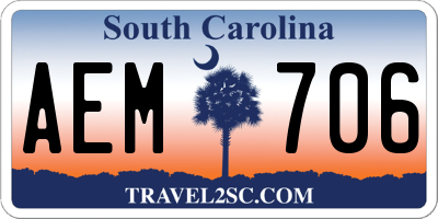 SC license plate AEM706