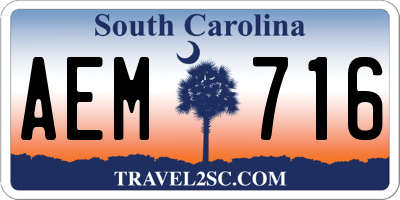SC license plate AEM716